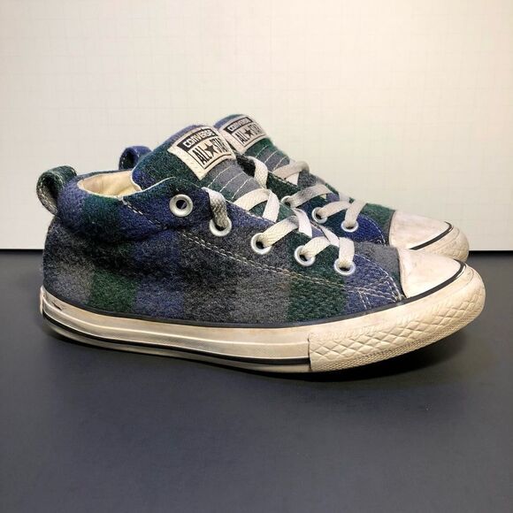 Kids CONVERSE All Star Multicolor Plaid Low Top Shoes / Size 3 - Picture 1 of 9